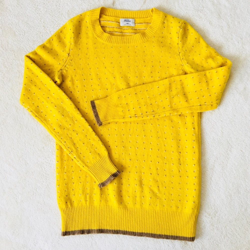 Madewell Wallace Sweater Yellow, Brown Polka Dots